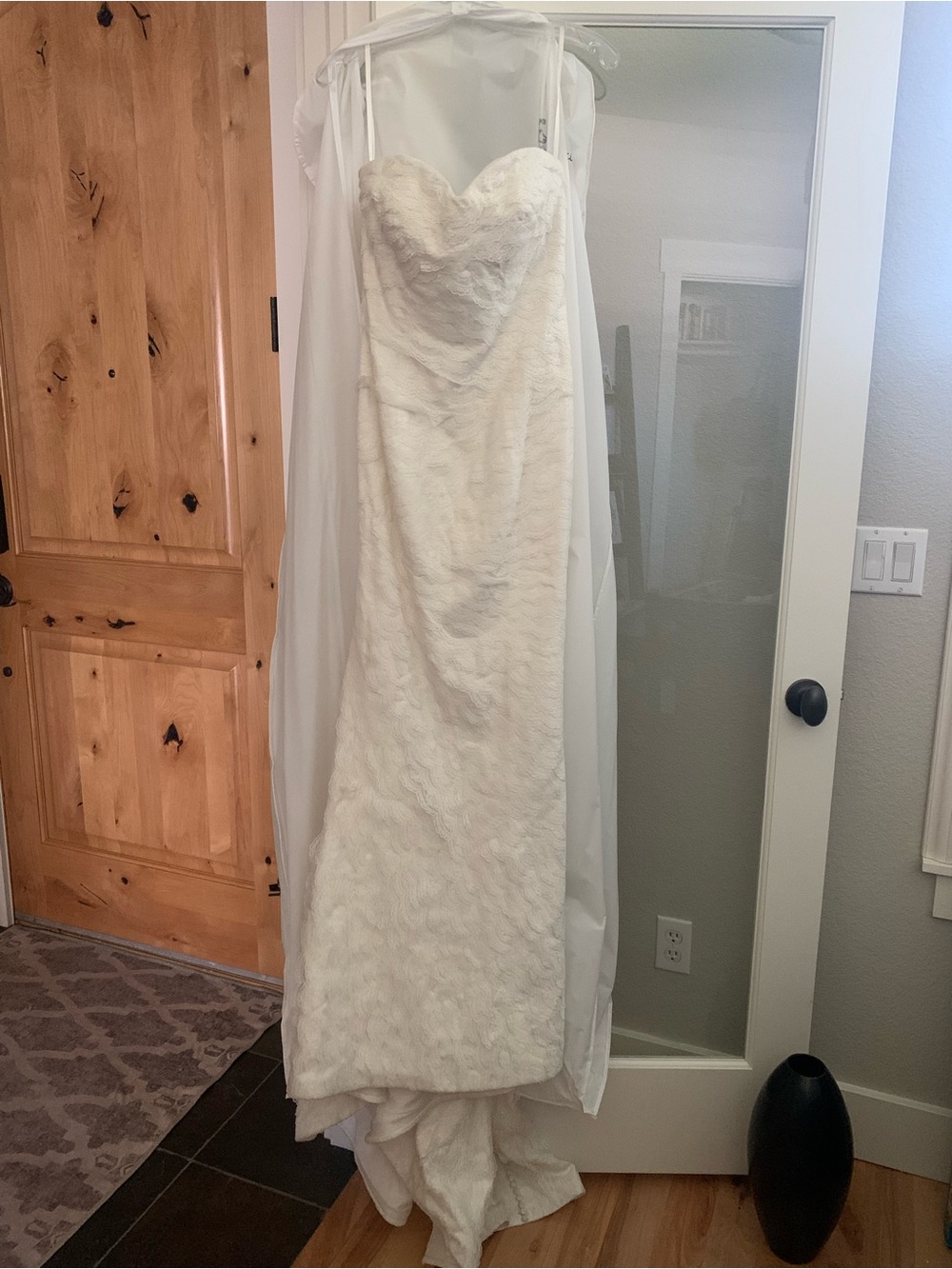 Strapless Ivory Lace Wedding Dress - Elegant Sheath Silhouette